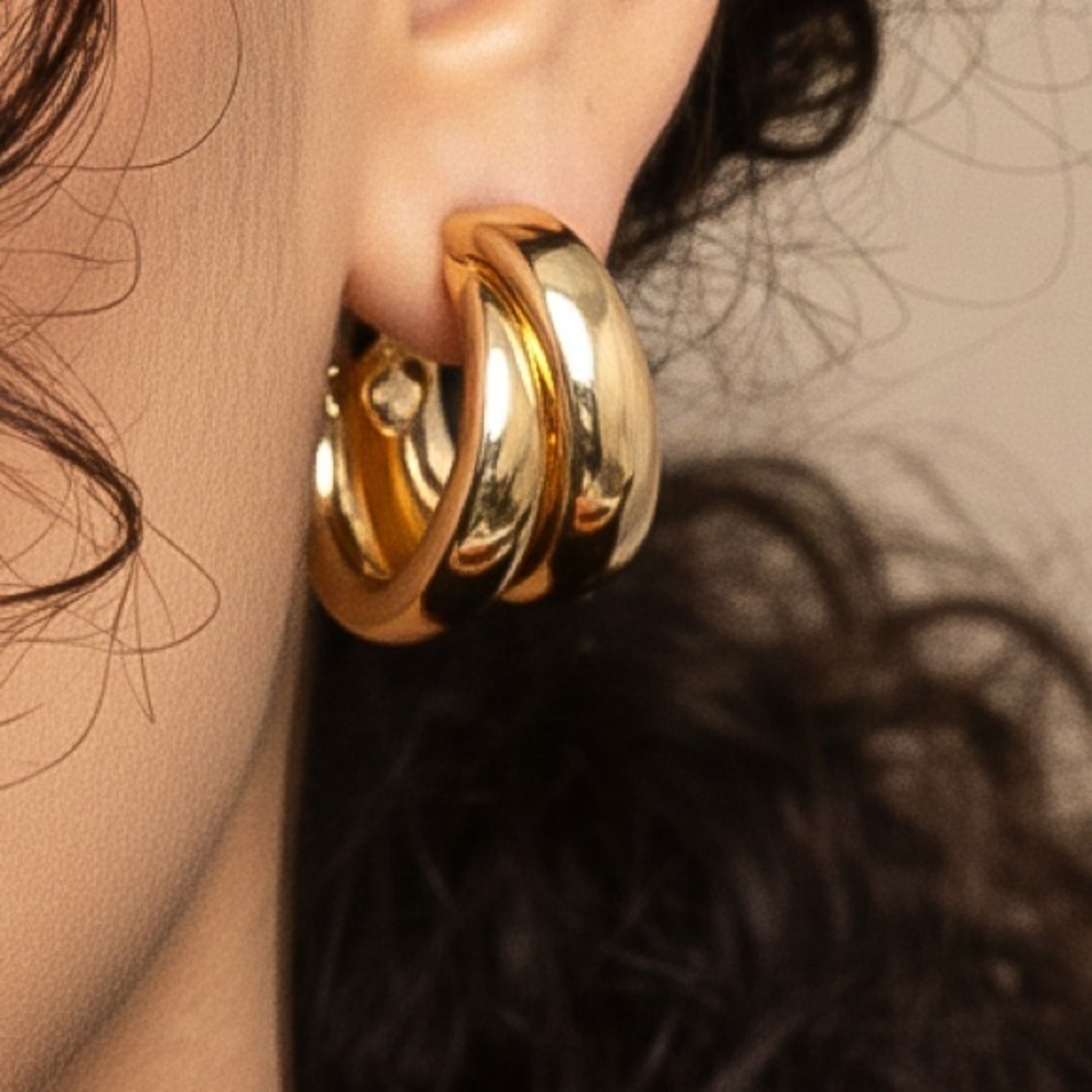 Gold Double Layer Hoop Earrings (5020)